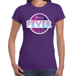Disco fever feest t-shirt paars voor dames