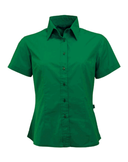 Groene katoenen damesblouse met korte mouwen