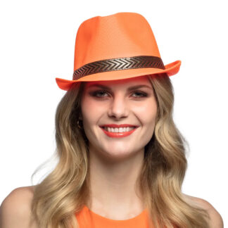 Boland Trilby hoed - oranje - volwassenen - 59 cm - verkleedhoed - Carnaval - Koningsdag