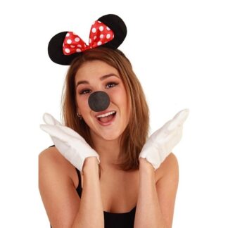 Mini muis verkleedset - dames - 3-delig - muizen oren - neus - handschoenen