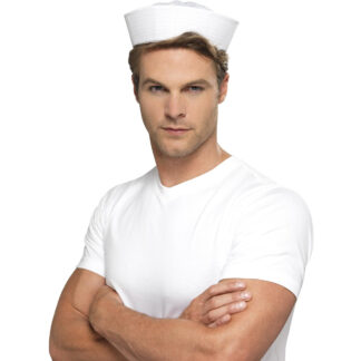 Smiffys matrozen verkleed hoedje - wit - volwassenen - Matroos - Zeeman - Carnaval