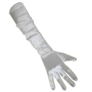 Carnaval verkleed handschoenen - dames - gala - wit - satijn - 48 cm