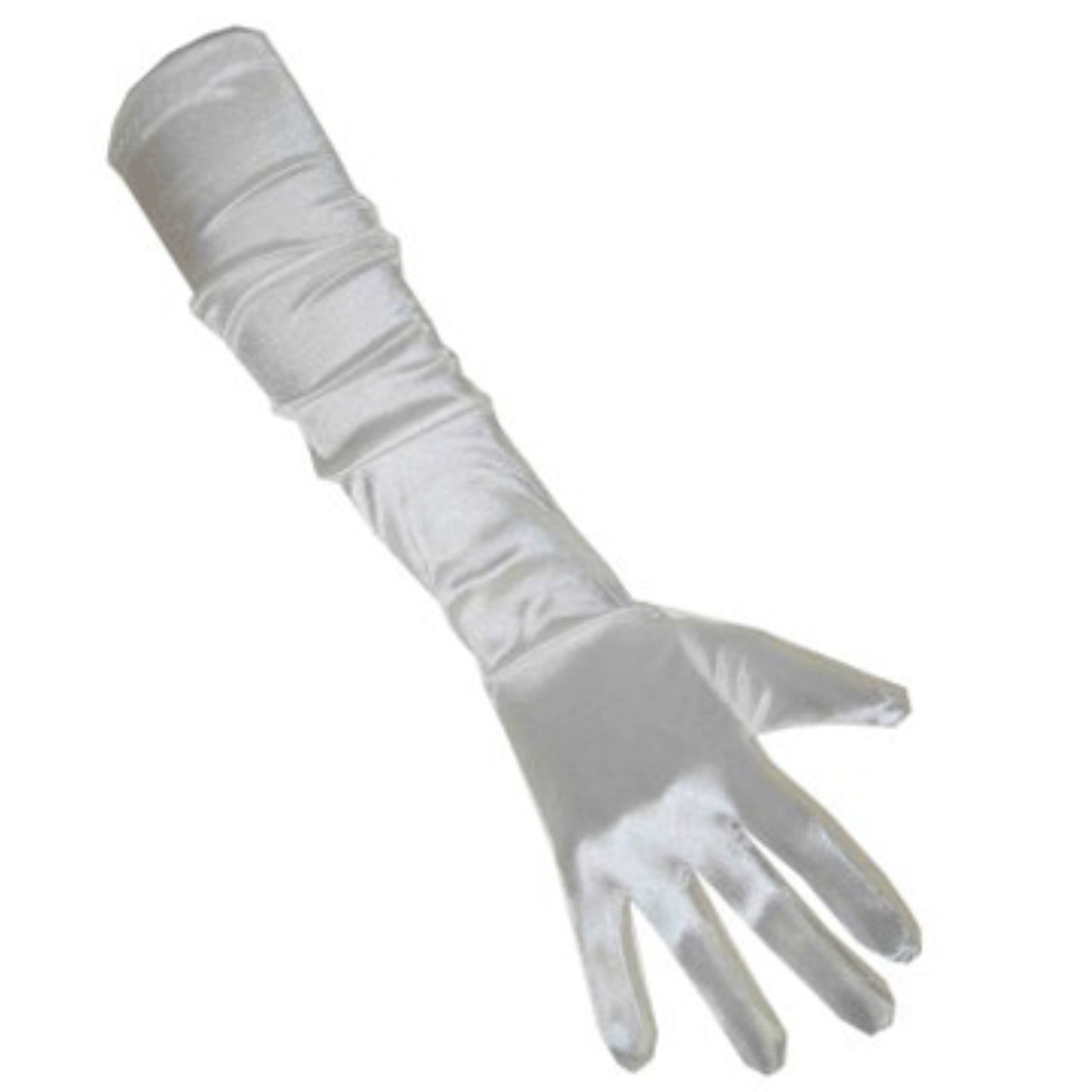 Carnaval verkleed handschoenen - dames - gala - wit - satijn - 48 cm