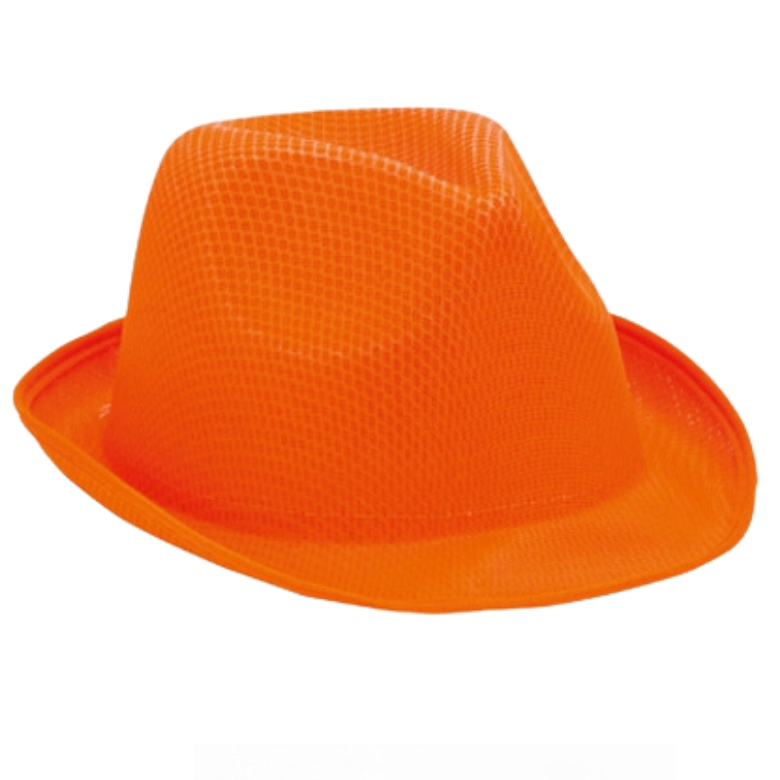 Verkleed trilby hoedje - oranje - polyester - volwassenen - Carnaval feest hoed