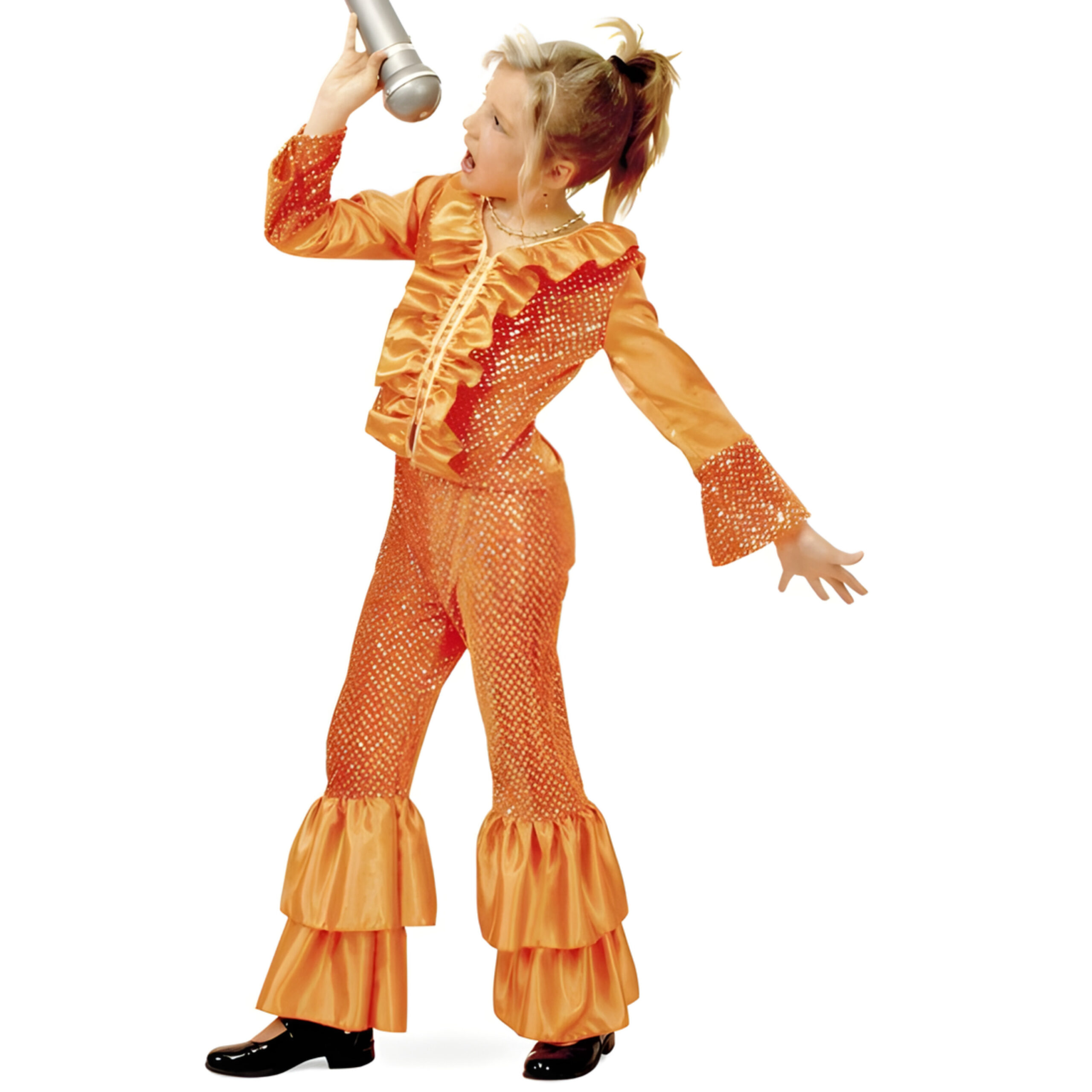 Disco verkleedkleding - oranje - voor kinderen - meiden - 70s - Seventies kostuum