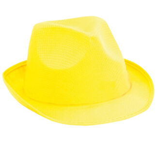 Verkleed trilby hoedje - geel - polyester - volwassenen - Carnaval feest hoed