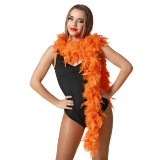 Carnaval verkleed boa met veren - oranje - 180 cm - 45 gram - Glitter and Glamour