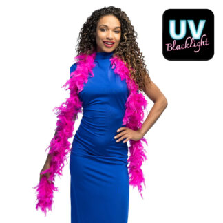 Boa - donkerroze - 180 cm - 75 g - brandvertragend - veren - carnaval - verkleden